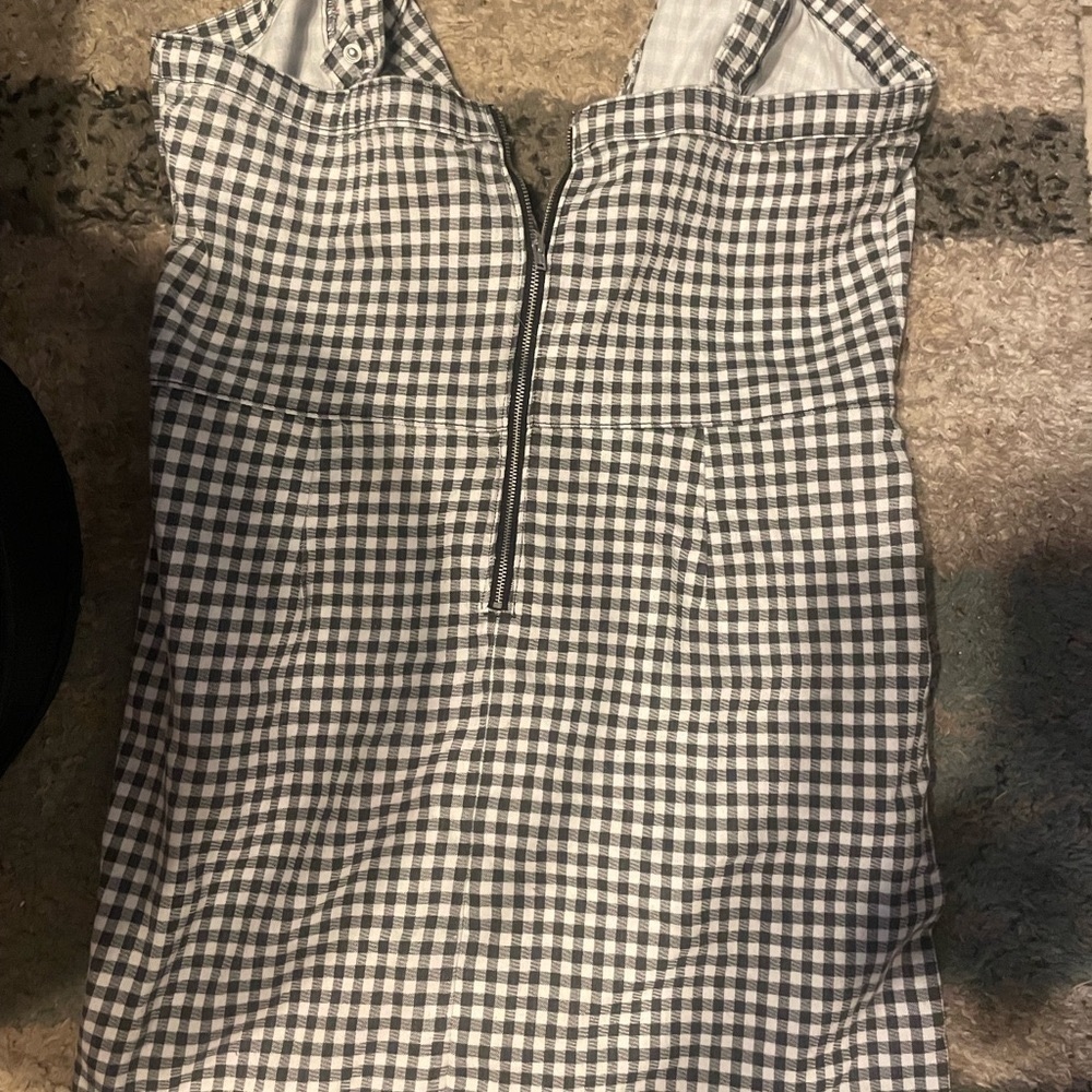 black and white checkered dress